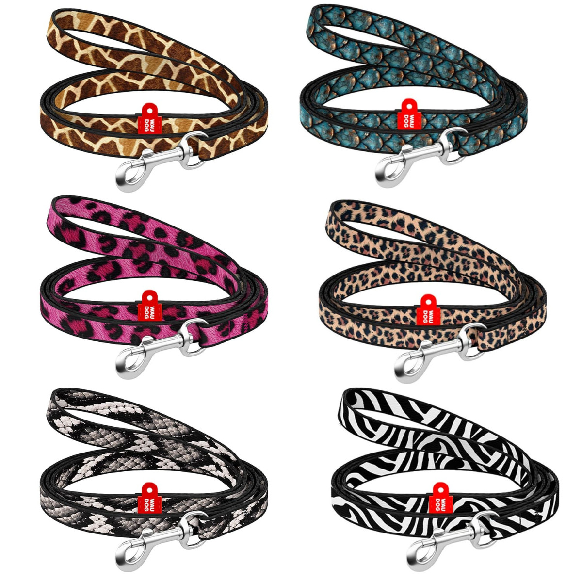 Smycz dla kotów i małych ras psów nylonowa WAUDOG Nylon, wzór "Lampart różowy", XS Smycz dla kotów i małych ras psów nylonowa WAUDOG Nylon, wzór "Lampart różowy", XS