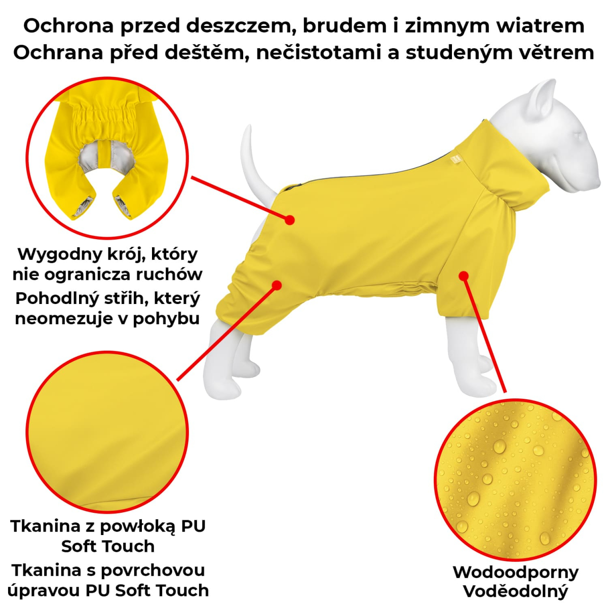 Wodoodporny płaszcz WAUDOG Clothes przeciwdeszczowy dla psów, żółty Wodoodporny płaszcz WAUDOG Clothes przeciwdeszczowy dla psów, żółty