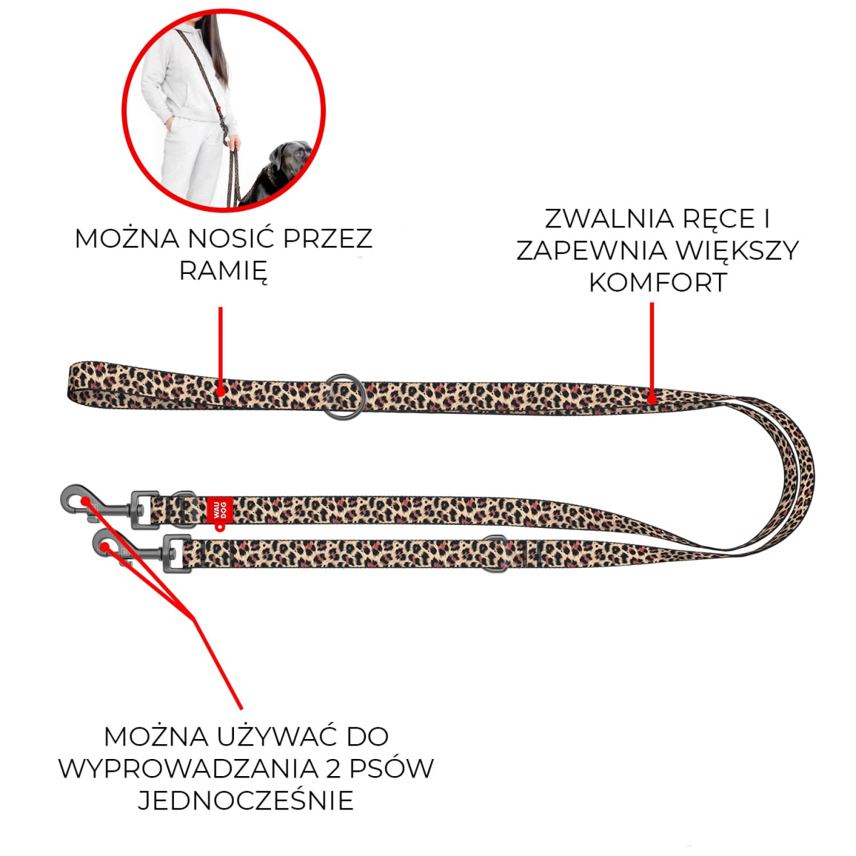 Smycz dla psa przepinana nylonowa WAUDOG Nylon, wzór "Lampart", rozmiar M, 300 cm 20 mm Smycz dla psa przepinana nylonowa WAUDOG Nylon, wzór "Lampart", rozmiar M, 300 cm 20 mm