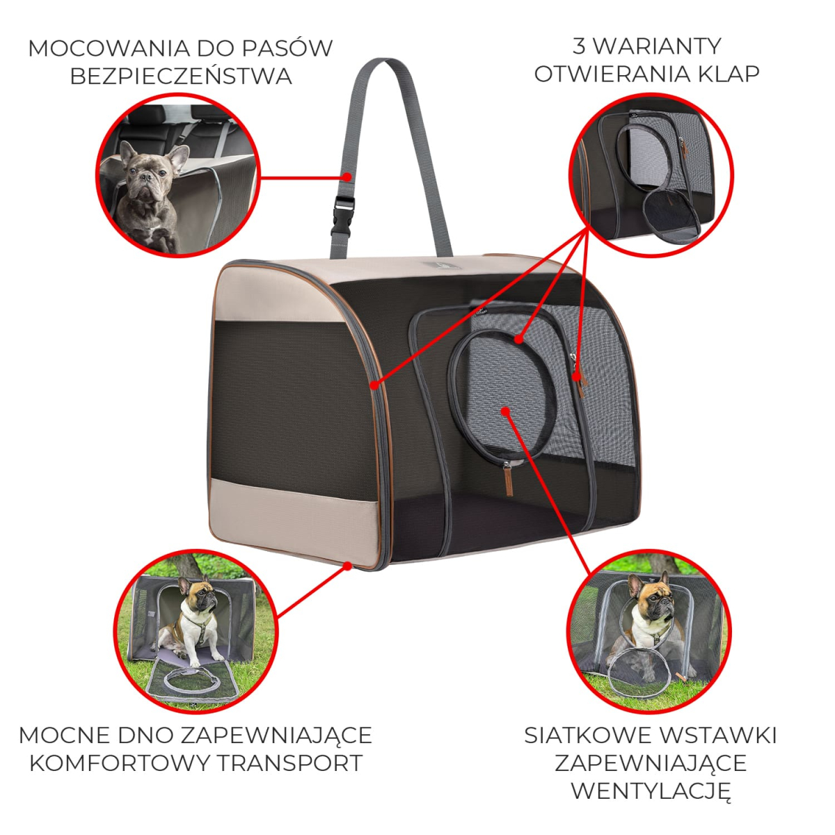 Fotelik samochodowy COLLAR 60х40х45 cm dla zwierząt domowych o wadze 10–17 kg Fotelik samochodowy COLLAR 60х40х45 cm dla zwierząt domowych o wadze 10–17 kg