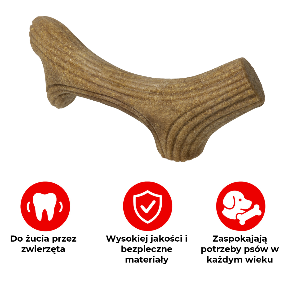 Zabawka dla psa Rog do gryzienia WAUDOG Fun Wooden, drewno, polimer, rozmiar M Zabawka dla psa Rog do gryzienia WAUDOG Fun Wooden, drewno, polimer, rozmiar M