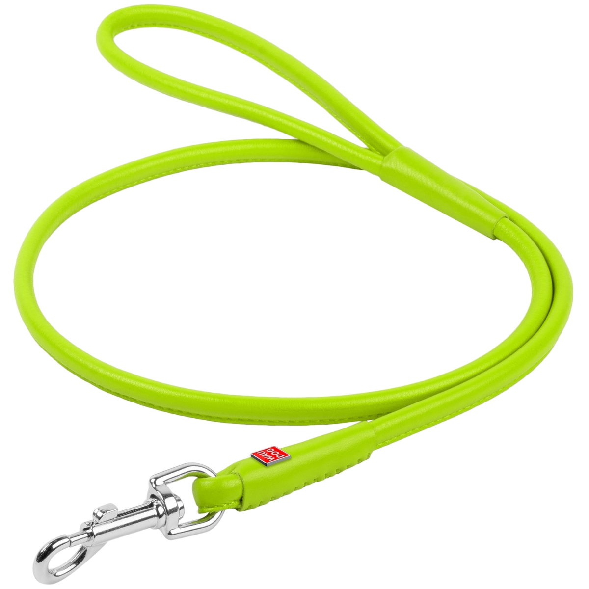 WAUDOG Glamour genuine leather dog leash, rolled, green, D 10 mm, L 135 cm
