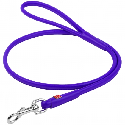 WAUDOG Glamour genuine leather dog leash, rolled, purple, D 10 mm, L 135 cm