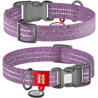Obroża dla psa WAUDOG Re-cotton z paszportem QR, wykonane z bawełny pochodzącej z recyklingu, plastikowa klamra, fioletowa