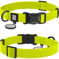 Obroża dla psa wodoodporna WAUDOG Magnet z QR paszportem, magnetyczna klamra fastex, limonkowa