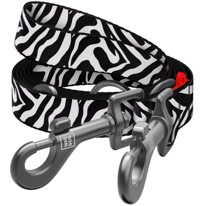 Smycz dla psa przepinana nylonowa WAUDOG Nylon, wzór "Zebra", rozmiar M, 300 cm 20 mm