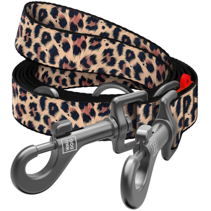 Smycz dla psa przepinana nylonowa WAUDOG Nylon, wzór "Lampart", rozmiar M, 300 cm 20 mm
