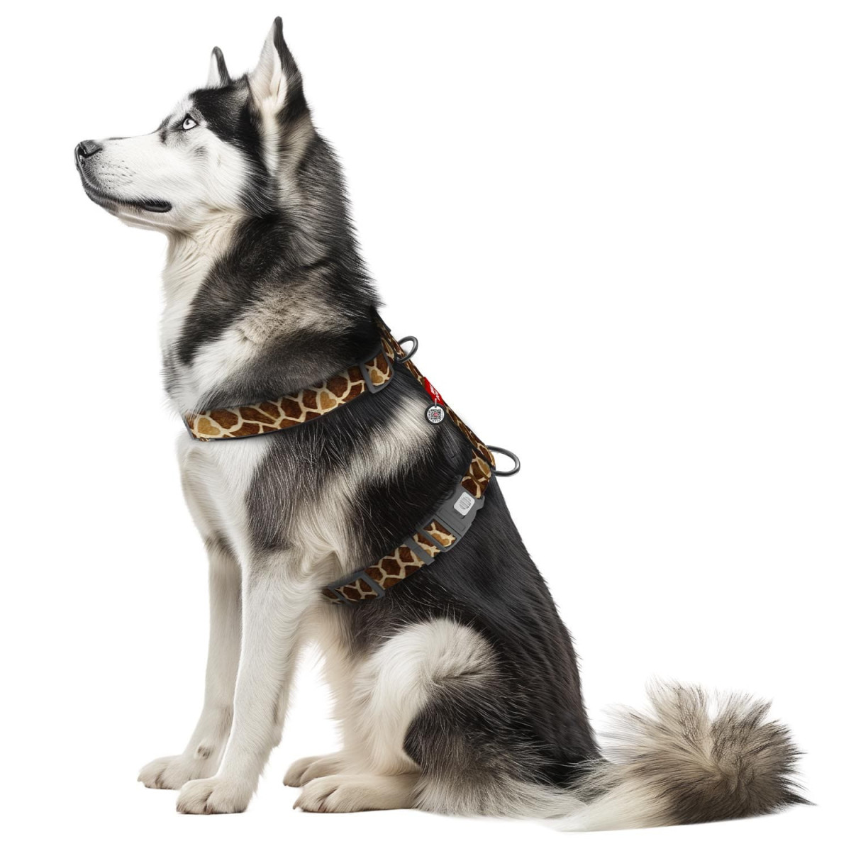 Szelki dla psa anatomiczne WAUDOG Nylon z adresówką QR, wzór "Żyrafa" Szelki dla psa anatomiczne WAUDOG Nylon z adresówką QR, wzór "Żyrafa"