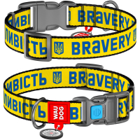 Obroża dla psa nylonowa WAUDOG Nylon z paszportem QR, rysunek "Odwaga"