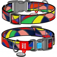 Obroża dla psa nylonowa WAUDOG Nylon z paszportem QR, rysunek "Witraż"