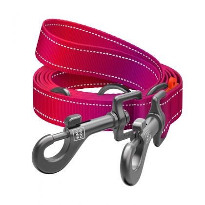 Smycz dla psa przepinana nylonowa WAUDOG Nylon Mono, odblaskowa, różowa, M, 300 cm 20 mm
