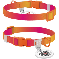 Obroża dla psa nylonowa WAUDOG Recycled Nylon z QR adresowka, rozmiar XS, 20-30 cm, 10 mm, gradient, plastikowy fastex, pomarańczowa