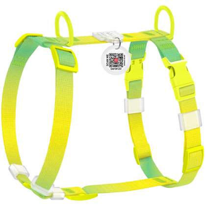 Szelki dla psa anatomiczne WAUDOG Nylon Recycled z QR adresowka, gradient, plastikowy fastex, rozmiar XS, jasnozielony