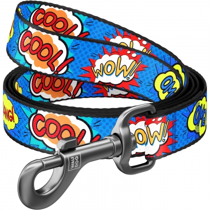 Smycz dla psa nylonowa WAUDOG Nylon, rysunek "WOW"