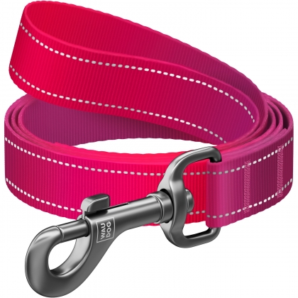 Smycz dla psa nylonowa WAUDOG Nylon Mono odblaskowa, różowa