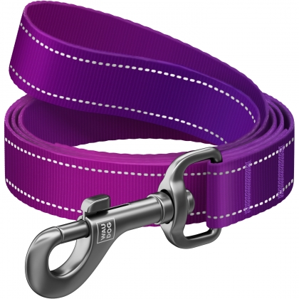 Smycz dla psa nylonowa WAUDOG Nylon Mono odblaskowa, fioletowa